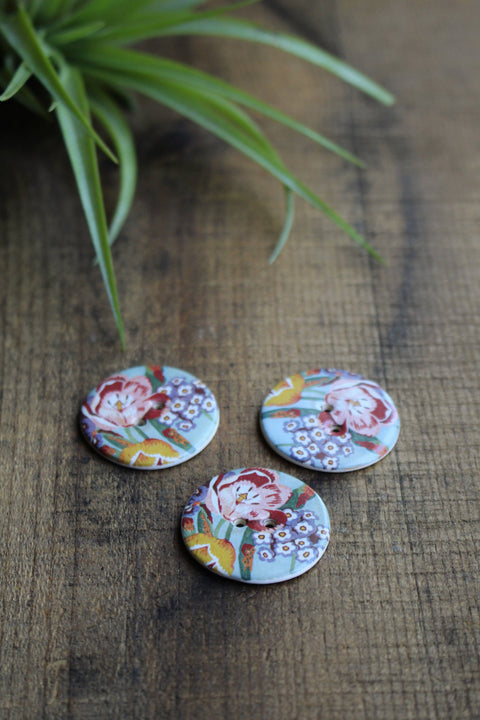 NNK Press Ceramic Button Vintage Florals