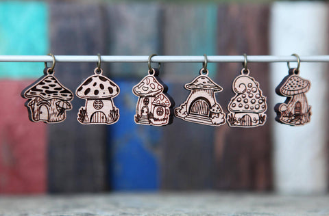 Sunrise Grove Stitch Markers Mushroom Houses