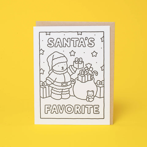 Egg Press Coloring Card Santa's Favorite Holiday