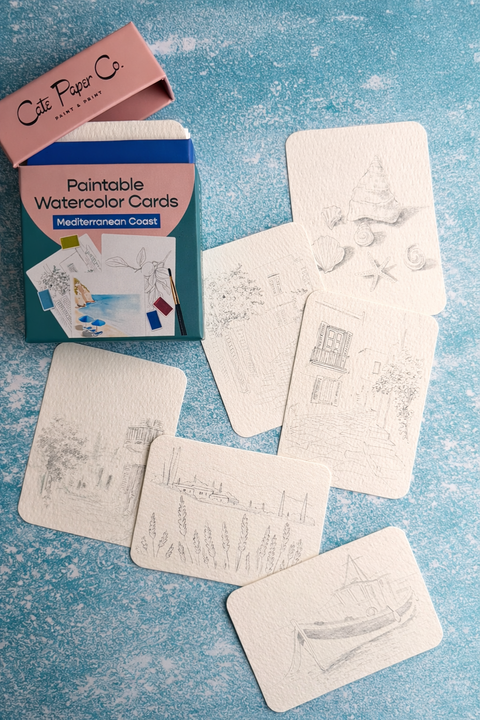 Cate Paper Co. Paintable Watercolor Card Deck - Mediterranean Coast