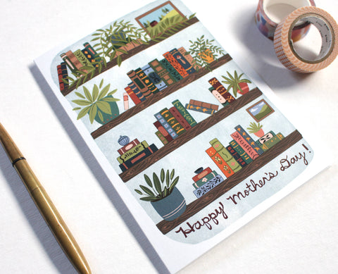 michele maule Greeting Card Mom's Bookcase