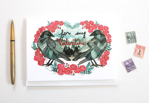 michele maule Greeting Card Crows and Roses