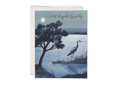 Red Cap Card Blue Heron Sympathy