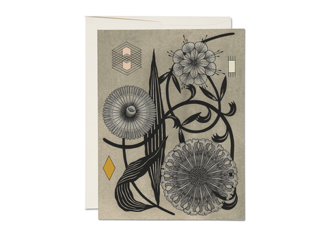 Red Cap Card Floral Geometry
