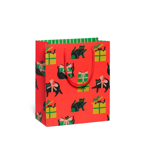 Red Cap Cards Gift Bag Holiday Black Cat