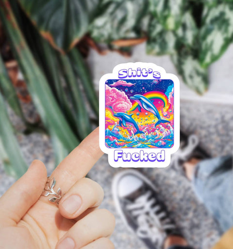 Ace the Pitmatian Co Shit’s Fucked Funny 90s Sticker