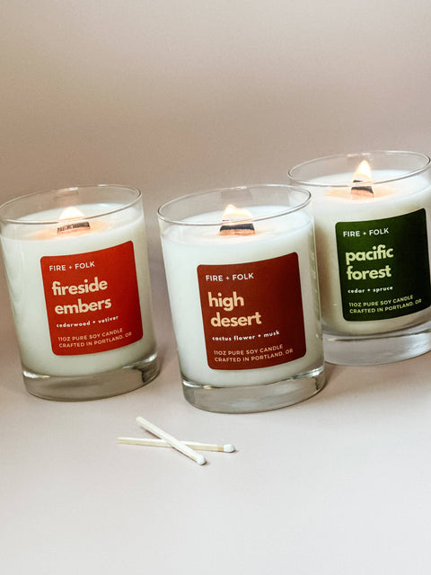 FIRE and FOLK  Forest Bathing Wood Wick Soy Candle