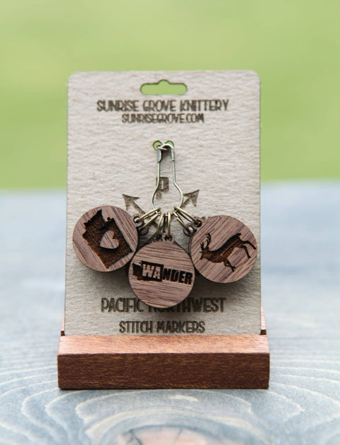 Sunrise Grove Stitch Markers PNW Wildlife & Nature Icons