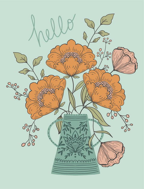 Amicreative Greeting Card Hello Flowers