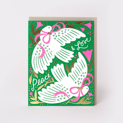 Egg Press Holiday Card Peace & Love Doves