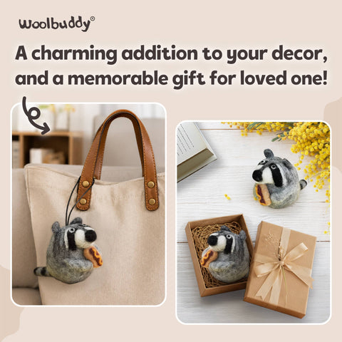 Woolbuddy - Beginner Raccoon Needle Felting Kit – DIY Craft Gift