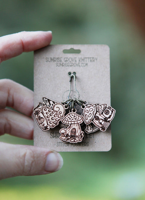 Sunrise Grove Stitch Markers Mushroom Houses