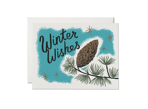 Red Cap Card Pine Cones