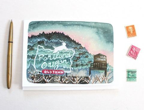 michele maule Holiday Card Portland Oregon Stag Sign