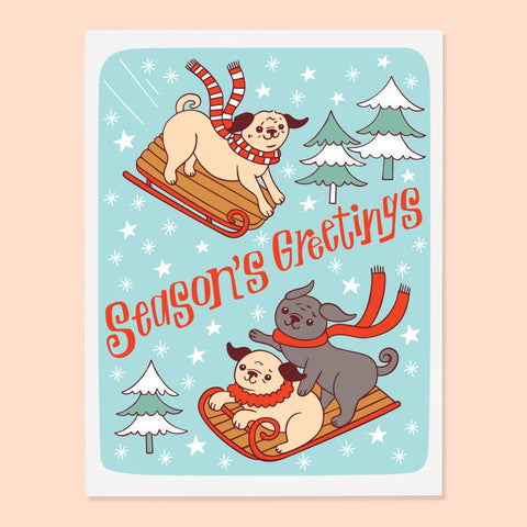 The Good Twin Card Sledding Pugs