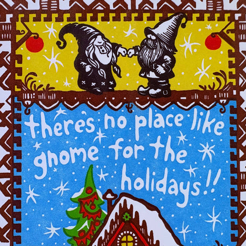 Old School Stationers Card No Place Like Gnome For the Holidays!