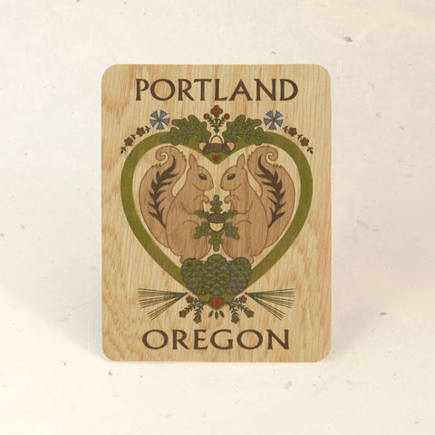Little Gold Fox Wood Postcard Portland Squirrel Love