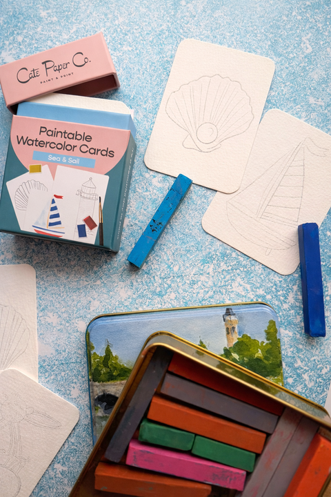 Cate Paper Co. Paintable Watercolor Card Deck Sea and Sail