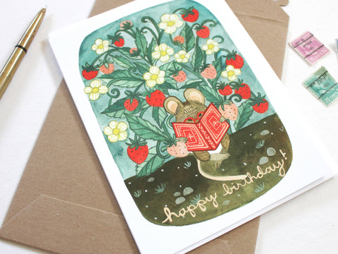 michele maule Birthday Card Garden Mouse 