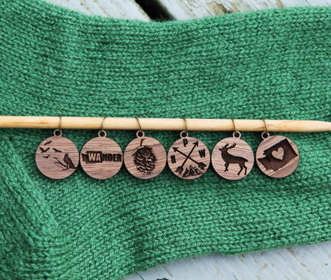 Sunrise Grove Stitch Markers PNW Wildlife & Nature Icons