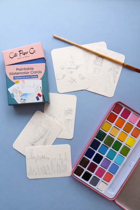 Cate Paper Co. Paintable Watercolor Card Deck - Mediterranean Coast