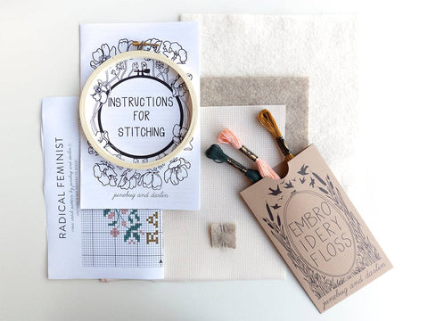 Junebug & Darlin Cross Stitch Kit Radical Feminist