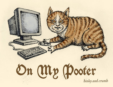 Binky and Crumb Sticker Pooter cat