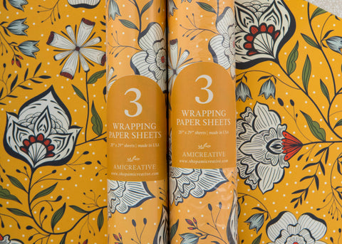 Amicreative Wrapping Paper Rolls Ochre Garden