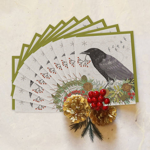 Little Gold Fox Boxed Card Set Winter Crow