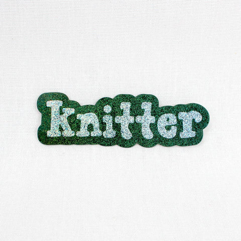 Knit & Gather Sticker Glitter Knitter Green