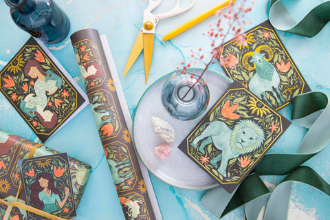 Amicreative Wrapping Paper Rolls Zodiac Astrology