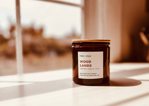 Fire + Folk 9oz Pure Soy Candle Woodlands