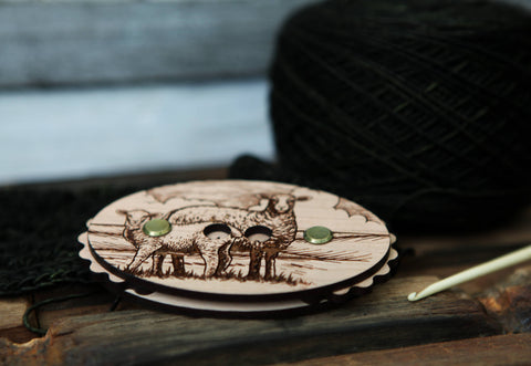 Sunrise Grove Cherry Wood Sheep Knitting Row Counter