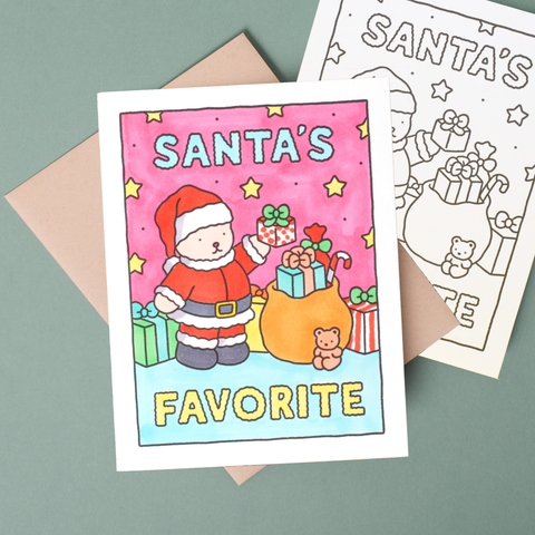 Egg Press Coloring Card Santa's Favorite Holiday