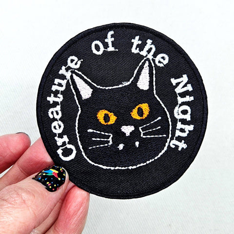 Junkyard Witch Embroidered Patch Creature of the Night Black Cat