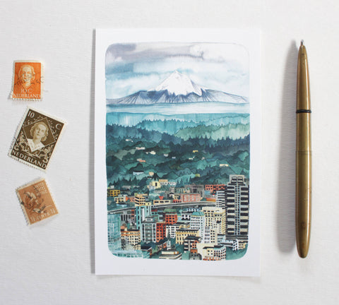 michele maule Postcard Mt Hood Over Portland