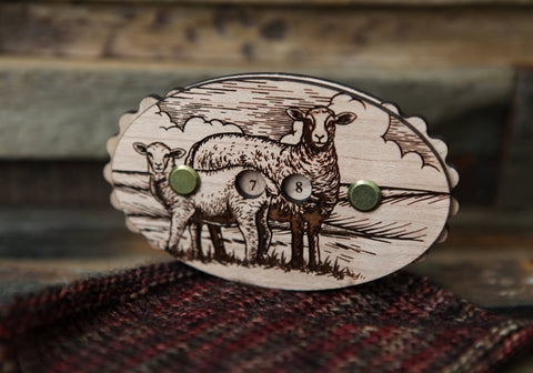 Sunrise Grove Cherry Wood Sheep Knitting Row Counter
