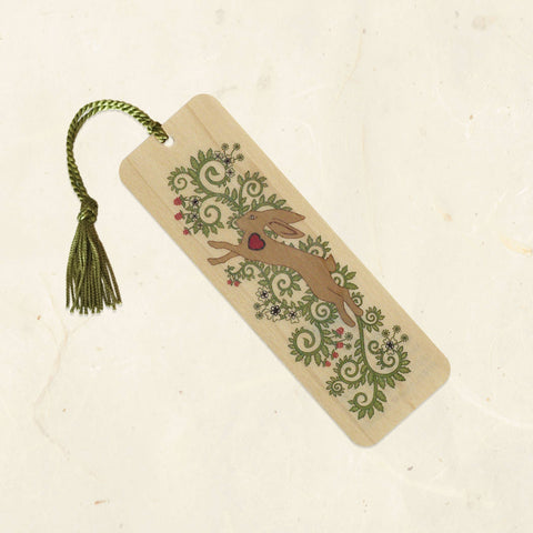 Little Gold Fox Wood Bookmark Leaping Hare