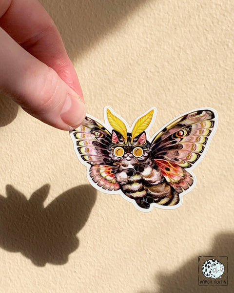 Paper Puffin Sticker Moth Cat "Pine"