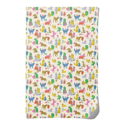 Red Cap Cards Wrapping Paper Puppy Party