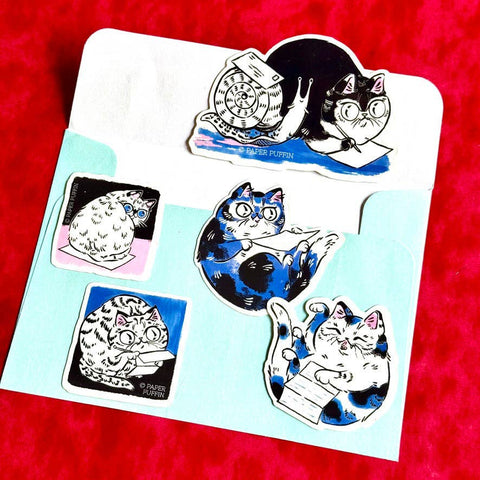 Paper Puffin Sticker Letter Loving Cat