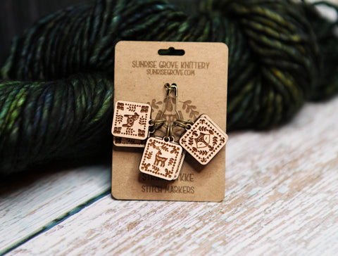 Sunrise Grove Stitch Markers Nordic Knitting Block