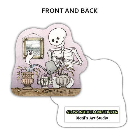 Motif's Art Studio Sticker Skeleton Watering Dead Plants (Glow-in-the-dark)
