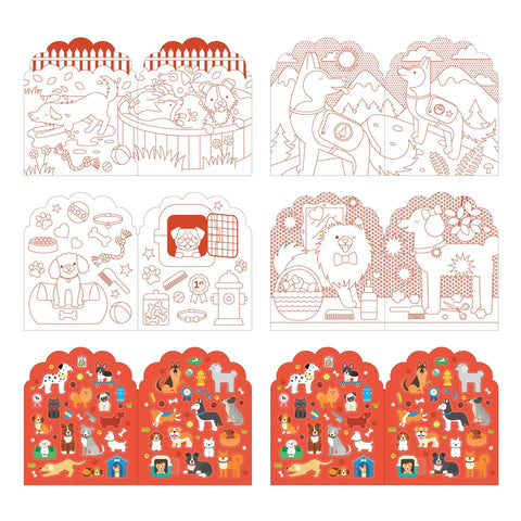 Dogs Coloring Book + Stickers