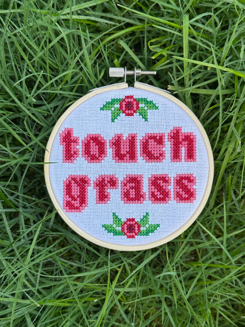 The Gloomy Gremlin Cross Stitch Kit Touch Grass