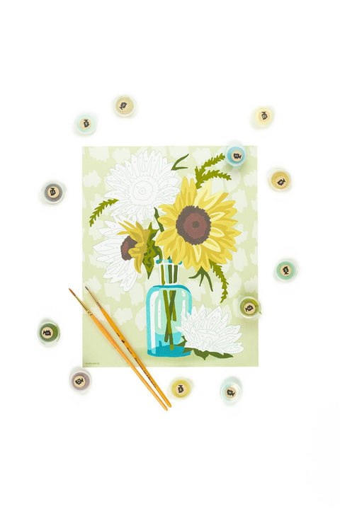 Elle Cree Sunflowers in Vase (Yellow) PBN Kit