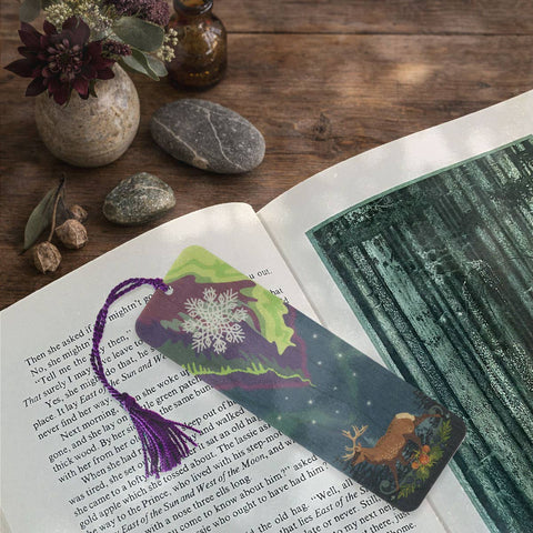Little Gold Fox Designs Bookmark with Tassel Aurora Reindeer