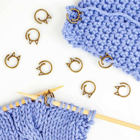 TSS Bronze Simple Removable Stitch Markers Cat Clips