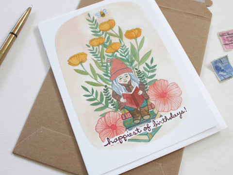 michele maule Birthday Card Reading Garden Gnome