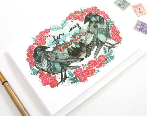 michele maule Greeting Card Crows and Roses